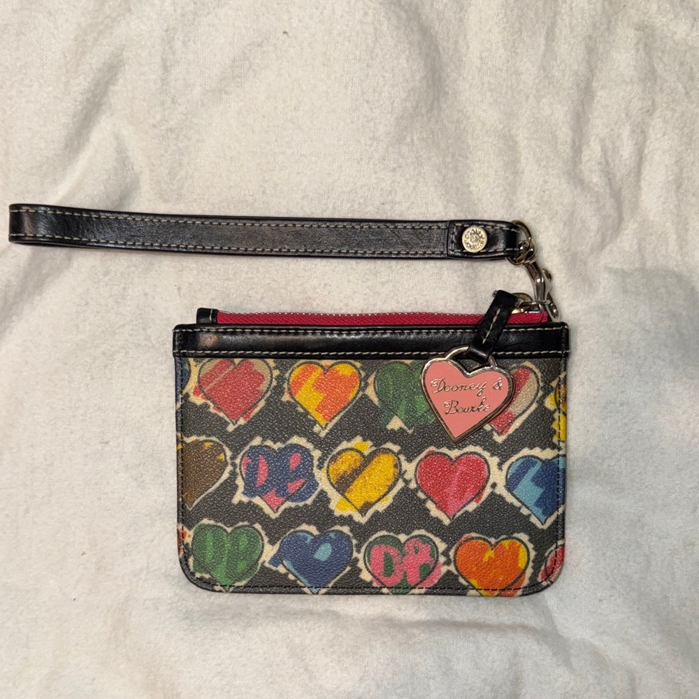 Dooney & Bourke small Y2K vintage multicolor heart wristlet
